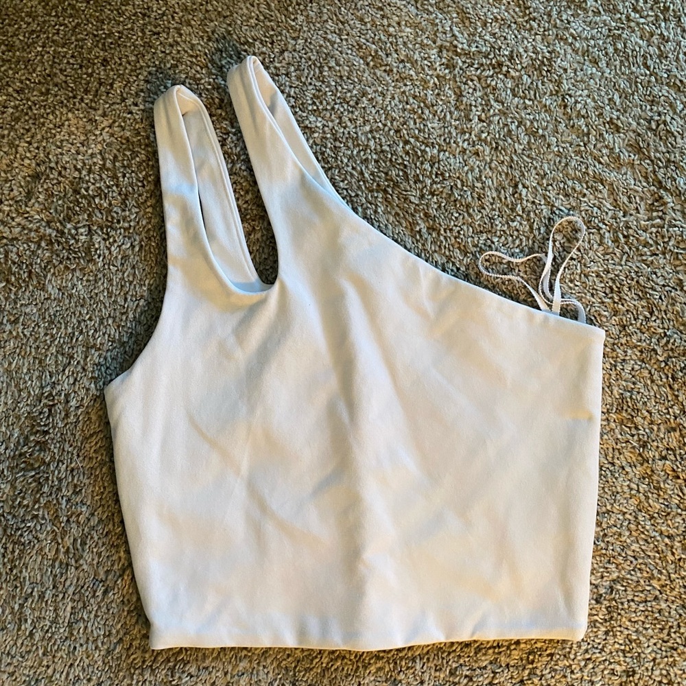 David Lerner white cut out crop top